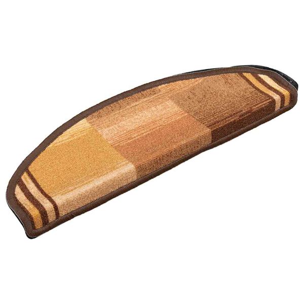 vidaXL 階段マット 粘着ドット付き 15点 65x21x4cm ブラウン