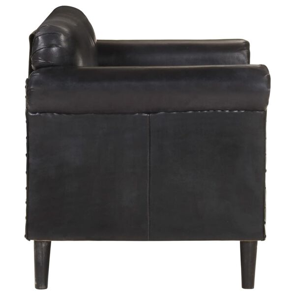 vidaXL 2人掛けソファ ブラック 本革製