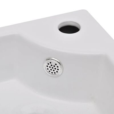 vidaXL 洗面器 オーバーフロー付き 45x32x12.5cm ホワイト