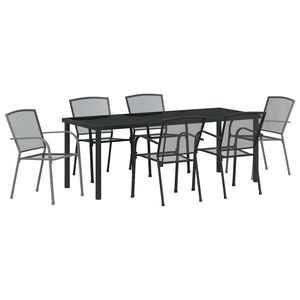 vidaXL ガーデンダイニングセット 7 pcs アンスラサイト 粉体塗装スチール