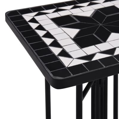 vidaXL モザイクサイドテーブル ブラック＆ホワイト セラミック製