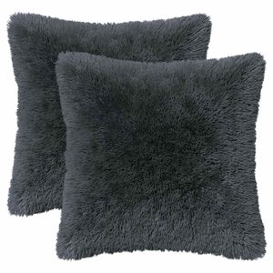 vidaXL クッションカバー 2 pcs HEERLEN アンスラサイト 40 x 40 cm PVフリース
