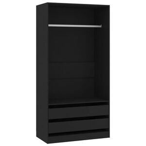 vidaXL ワードローブ ブラック 100x50x200cm エンジニアリングウッド