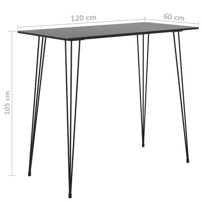 vidaXL バーテーブル ブラック 120x60x105cm