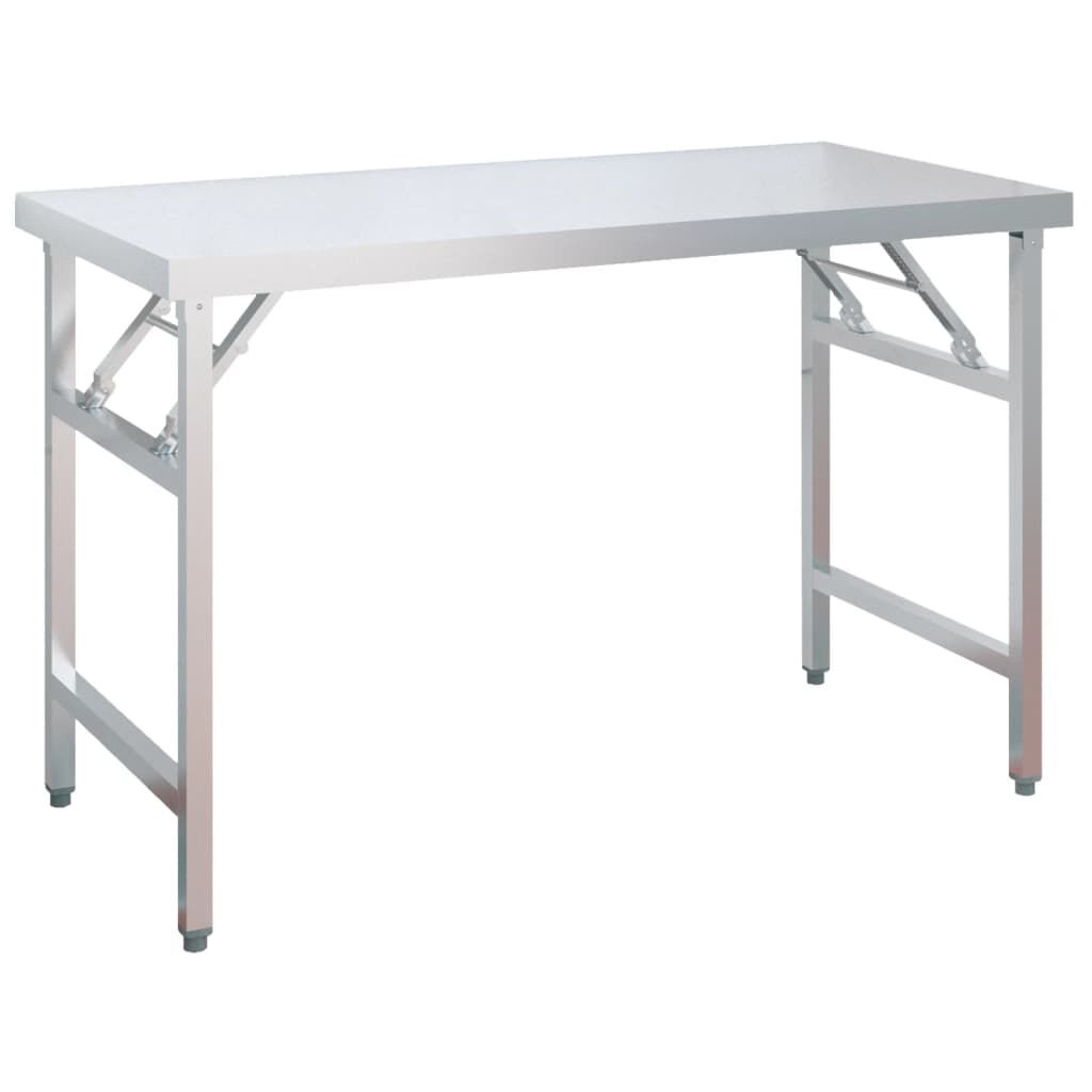 vidaXL キッチン作業台 上部棚付き 120x60x145cm ステンレススチール