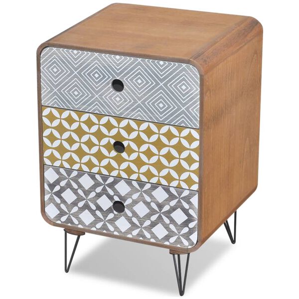 vidaXL サイドキャビネット 引き出し3段付き ブラウン