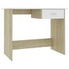 vidaXL デスク 白色＆ソノマオーク 100x50x76cm パーティクルボード