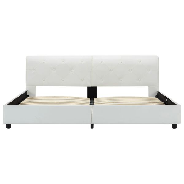 vidaXL ベッドフレーム ホワイト 合成皮革製 160x200cm
