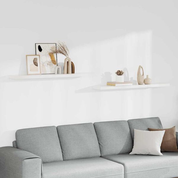 vidaXL フローティングウォールシェルフ 2点 ホワイト 120x23.5x3.8cm MDF