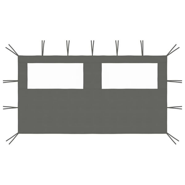 vidaXL ガゼボサイドウォール 2点 窓付き 2x2.1m アントラシート 70g/m&sup2;