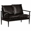 vidaXL 2人掛けソファ 本革＆アカシア材 ブラック