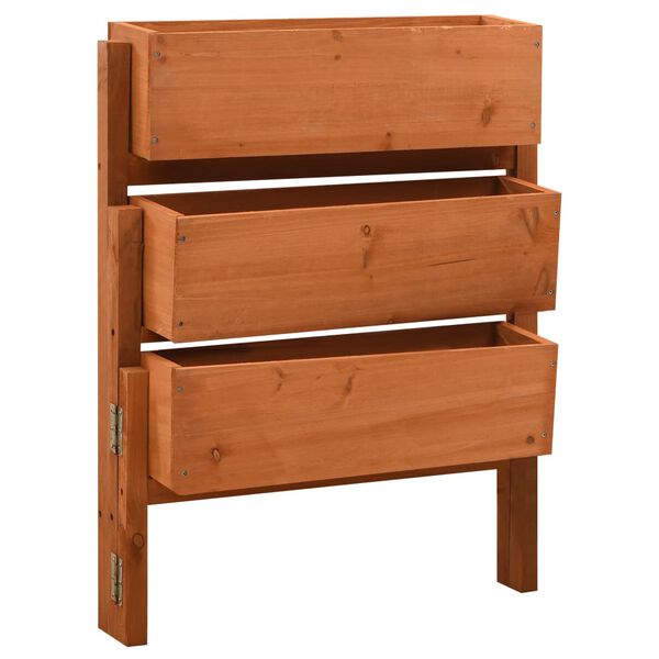 vidaXL 折りたたみガーデンプランター オレンジ 60x14x75cm モミ無垢材