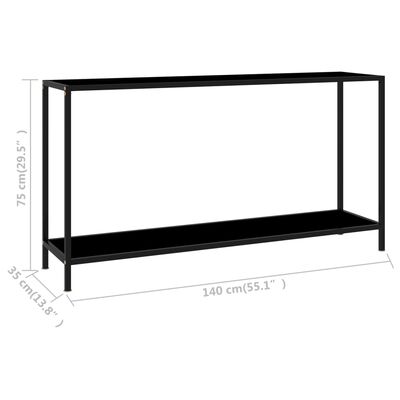 vidaXL コンソールテーブル ブラック 140x35x75cm 強化ガラス製