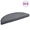 vidaXL 階段マット 15枚入り 56x17x3 cm ライトグレー＆ブルー 半円形