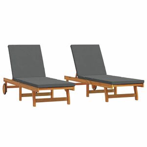 vidaXL サンラウンジャー 2 個 ソリッドアカシアウッド ブラウン