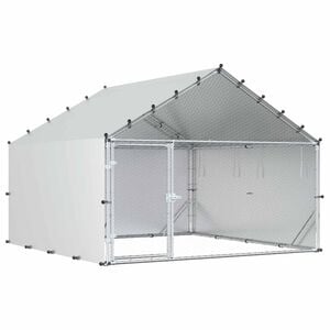 vidaXL 屋根付きチキンコープ シルバー 200 x 200 x 150 cm 亜鉛メッキ鋼板