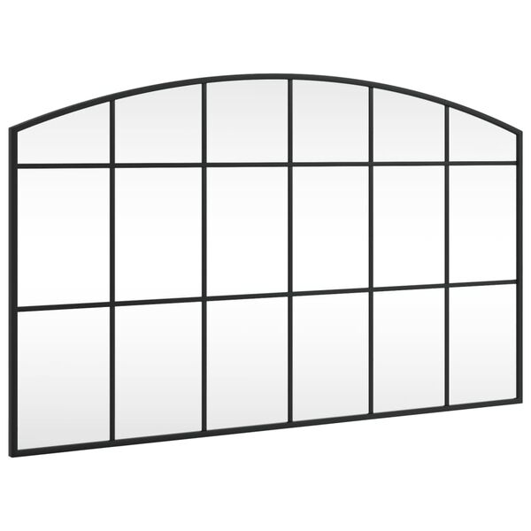 vidaXL ウォールミラー ブラック 100x60 cm アーチ型 鉄製