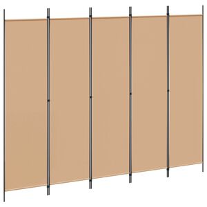 vidaXL 5パネルルームディバイダー ベージュ 250 x 200 cm ファブリック