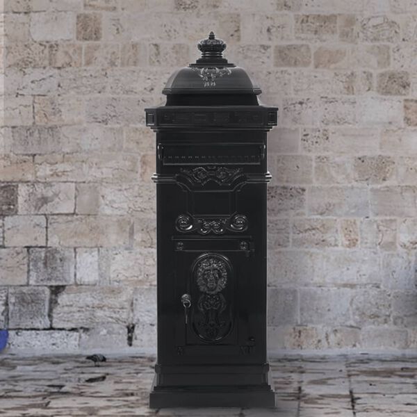 vidaXL 柱型 郵便ポスト アルミ製 ヴィンテージスタイル 防錆性 ブラック