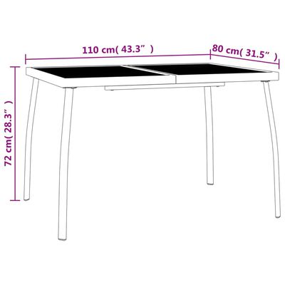 vidaXL ガーデンテーブル アントラシート 110x80x72 cm スチールメッシュ