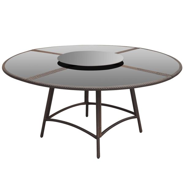 vidaXL 屋外ダイニング7点セット クッション付き ポリラタン製 ブラウン