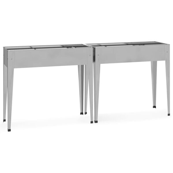 vidaXL ガーデンプランター 2点セット 亜鉛メッキ鋼製