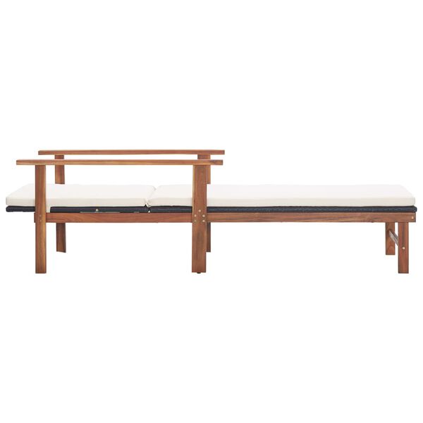 vidaXL サンラウンジャー クッション付き ポリラタン＆アカシア無垢材 ブラック