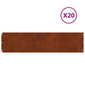 vidaXL 芝生エッジング 20 個 25 x 103 cm 耐候性スチール 錆