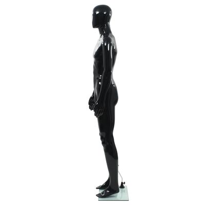 vidaXL マネキン 男性全身 ガラスベース付き グロスブラック 185cm
