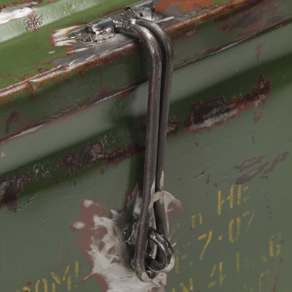 vidaXL 収納トランク ミリタリー風 68x24x66cm アイアン