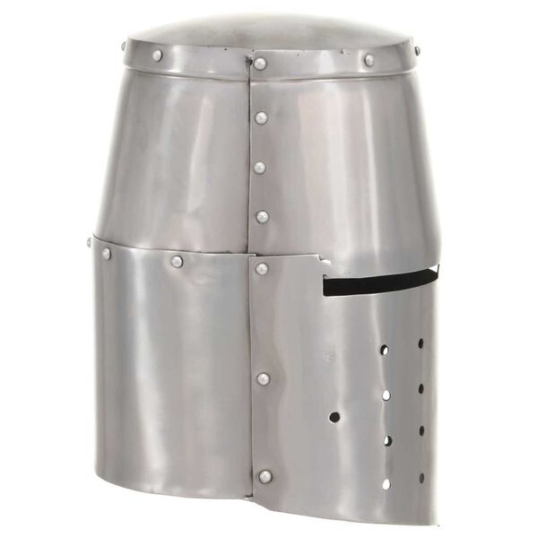 vidaXL 中世の騎士用 ヘルメット アンティークレプリカ ライブRPG用 (LARP) シルバー スチール製