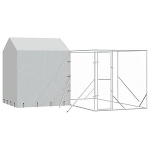 vidaXL 屋外犬小屋 屋根付き シルバー 4x4x2.5 m 亜鉛メッキ鋼製