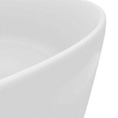 vidaXL ラグジュアリー 洗面器 丸型 マットホワイト 40x15cm セラミック製