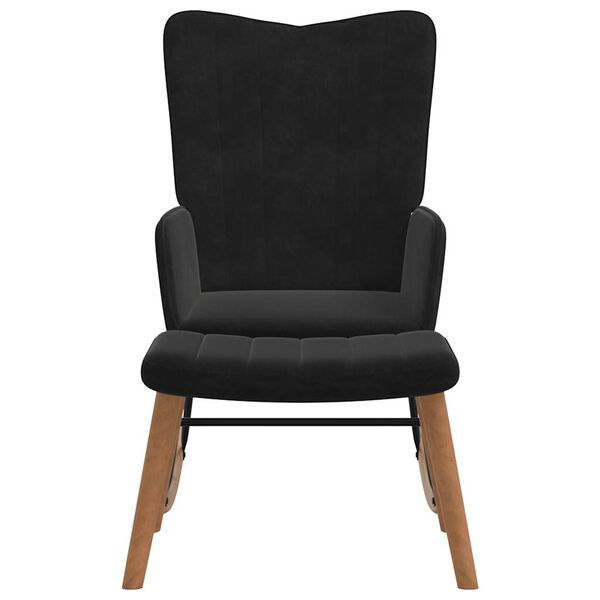 vidaXL 327760 vidaXL ロッキングチェア スツール付 ブラック ベルベット