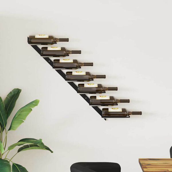 vidaXL 壁掛けワインラック 7本 ブラック 金属製