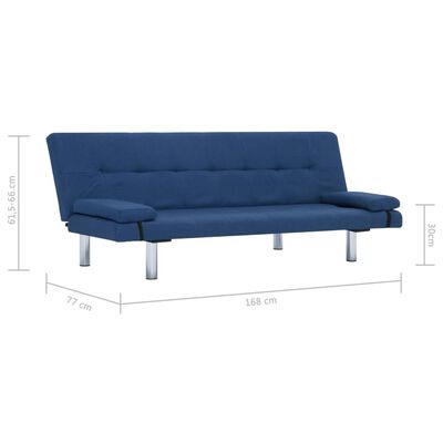 vidaXL ソファベッド 枕2点付き ブルー ポリエステル製