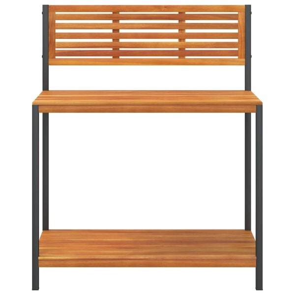 vidaXL ガーデンワークテーブル 90x50x110cm 無垢材（アカシア材）とスチール