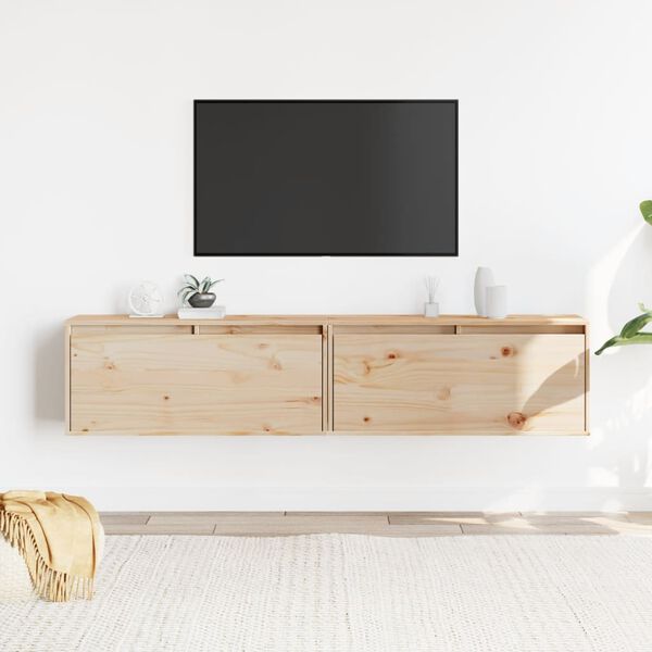 vidaXL ウォールキャビネット 2点 80x30x35 cm パイン無垢材