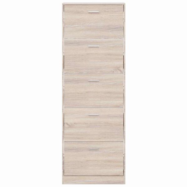 vidaXL 木製シューズキャビネット 5段収納 オーク調