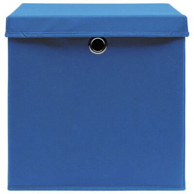 vidaXL 収納ボックス ふた付き 10点 28x28x28cm ブルー