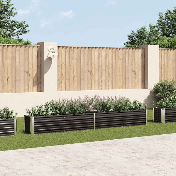 vidaXL ガーデンレイズドベッド 320x40x45 cm 亜鉛メッキスチール アントラシート