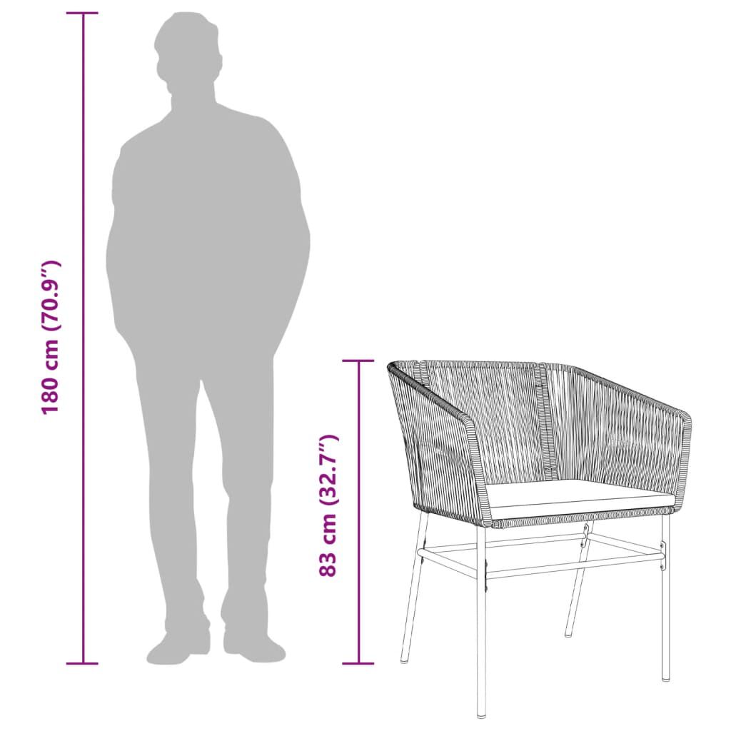 vidaXL ガーデンチェア 2脚セット クッション付き ブラック ポリラタン