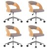 vidaXL 回転式ダイニングチェア 4点セット トープ 曲げ木細工＆布張