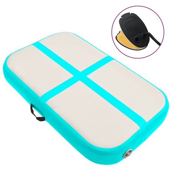 vidaXL エア体操マット ポンプ付き 60x100x15cm PVC製 グリーン