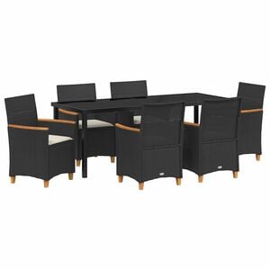 vidaXL ガーデンダイニングセット 7 pcs ブラック ポリラタン