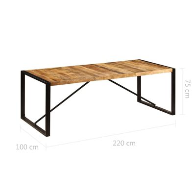 vidaXL ダイニングテーブル 220x100x75cm マンゴーウッド 無垢材