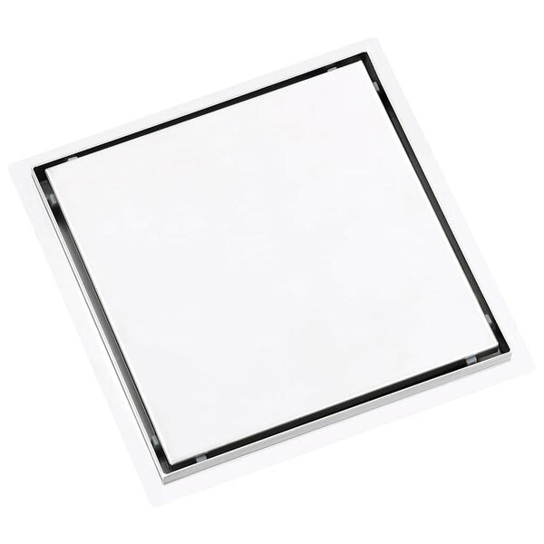 vidaXL シャワー排水口 (2-in-1 フラット＆タイル挿入カバー付き) 28x28cm ステンレススチール製