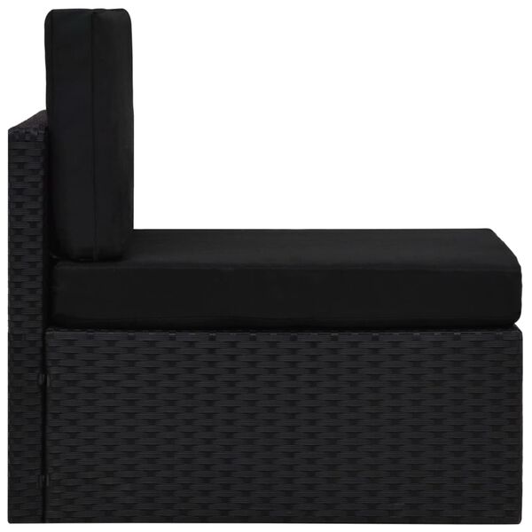 vidaXL ミドルソファセクション ポリラタン製 ブラック