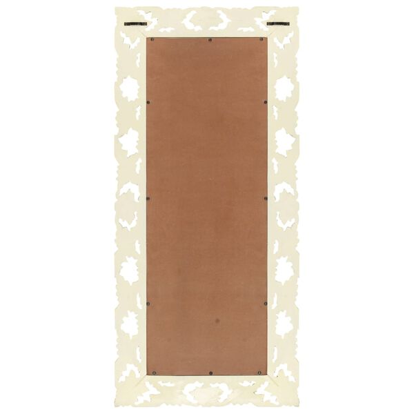 vidaXL 手彫りミラー 110x50cm ホワイト マンゴー無垢材