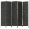vidaXL 5枚パネル 間仕切り193x160cm ブラック ホテイアオイ